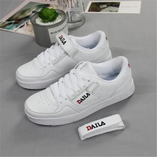 2018 Women's Vulcanize Shoes Lady Casual White Shoes Women Sneaker Black Leisure Thick Soled Shoes Flats Cross-tied Lace Up Soft
