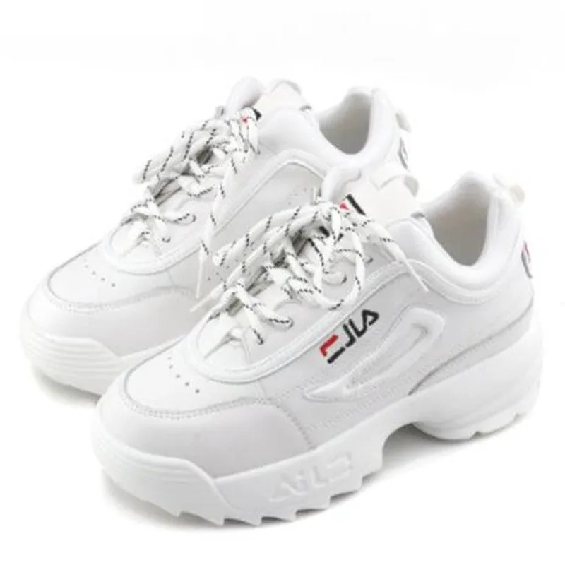 2018 Women's Vulcanize Shoes Lady Casual White Shoes Women Sneaker Black Leisure Thick Soled Shoes Flats Cross-tied Lace Up Soft