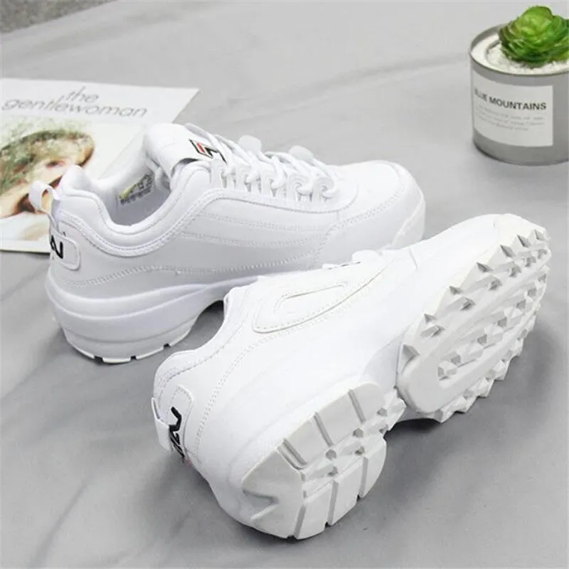 2018 Women's Vulcanize Shoes Lady Casual White Shoes Women Sneaker Black Leisure Thick Soled Shoes Flats Cross-tied Lace Up Soft