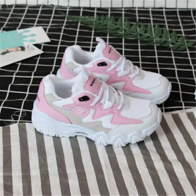 2018 Women's Vulcanize Shoes Lady Casual White Shoes Women Sneaker Black Leisure Thick Soled Shoes Flats Cross-tied Lace Up Soft