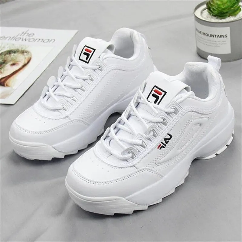 2018 Women's Vulcanize Shoes Lady Casual White Shoes Women Sneaker Black Leisure Thick Soled Shoes Flats Cross-tied Lace Up Soft