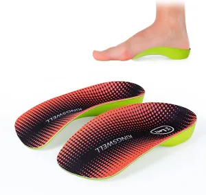 3/4 High Arch Support Insoles for Men/Women, Plantar Fasciitis Insoles, Orthotic Flat Feet, Over-Pronation | Relief Plantar Fasciitis, Heel Pain(Orange, S:Men 5-6/Women 6-7)