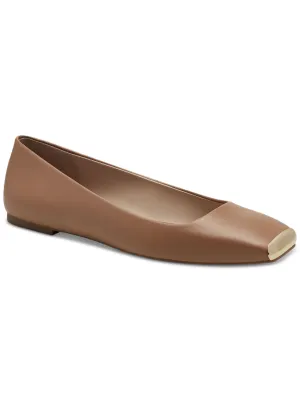 ALFANI Womens Brown Padded Metallic Neptoon Square Toe Block Heel Slip On Flats Shoes M