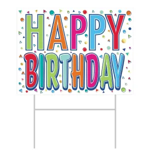 All Weather-Plastic Happy Birthday Party Yard Sign
