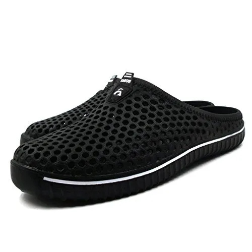 Amoji Garden Clogs Shoes Slippers Sandals Men Women Ladies Black 13US W/11US M