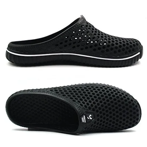 Amoji Garden Clogs Shoes Slippers Sandals Men Women Ladies Black 13US W/11US M