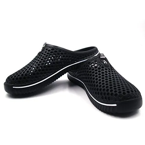 Amoji Garden Clogs Shoes Slippers Sandals Men Women Ladies Black 13US W/11US M