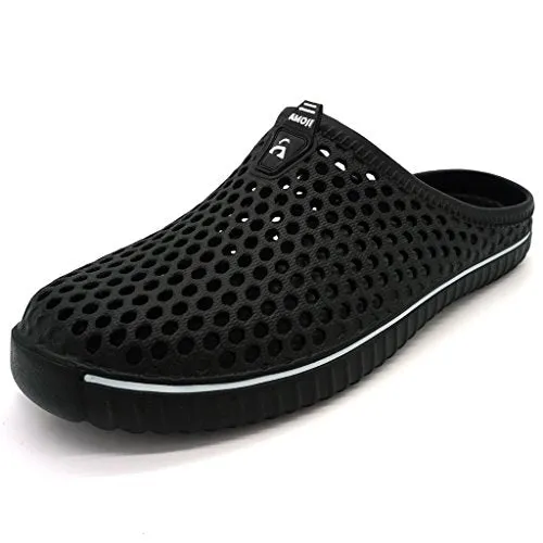 Amoji Garden Clogs Shoes Slippers Sandals Men Women Ladies Black 13US W/11US M