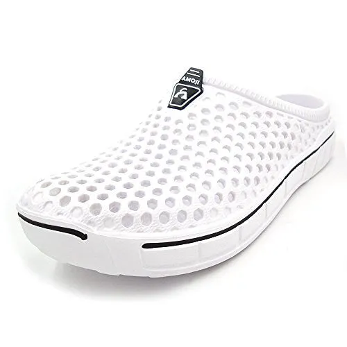 Amoji Unisex Garden Clogs Shoes Sandals Slippers White 9US W/8US M