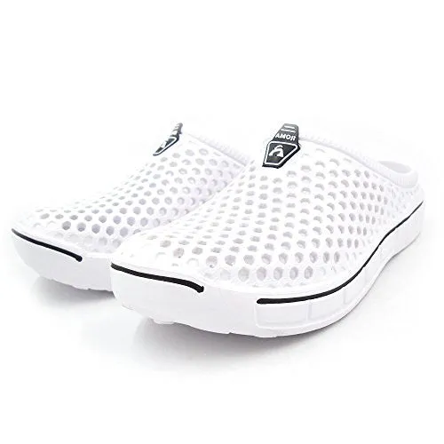 Amoji Unisex Garden Clogs Shoes Sandals Slippers White 9US W/8US M