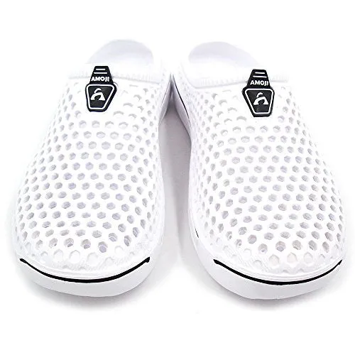 Amoji Unisex Garden Clogs Shoes Sandals Slippers White 9US W/8US M