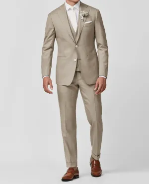 Angelico 365 Doppio Ritorto S130 Merino Wool Twill Light Taupe Mélange