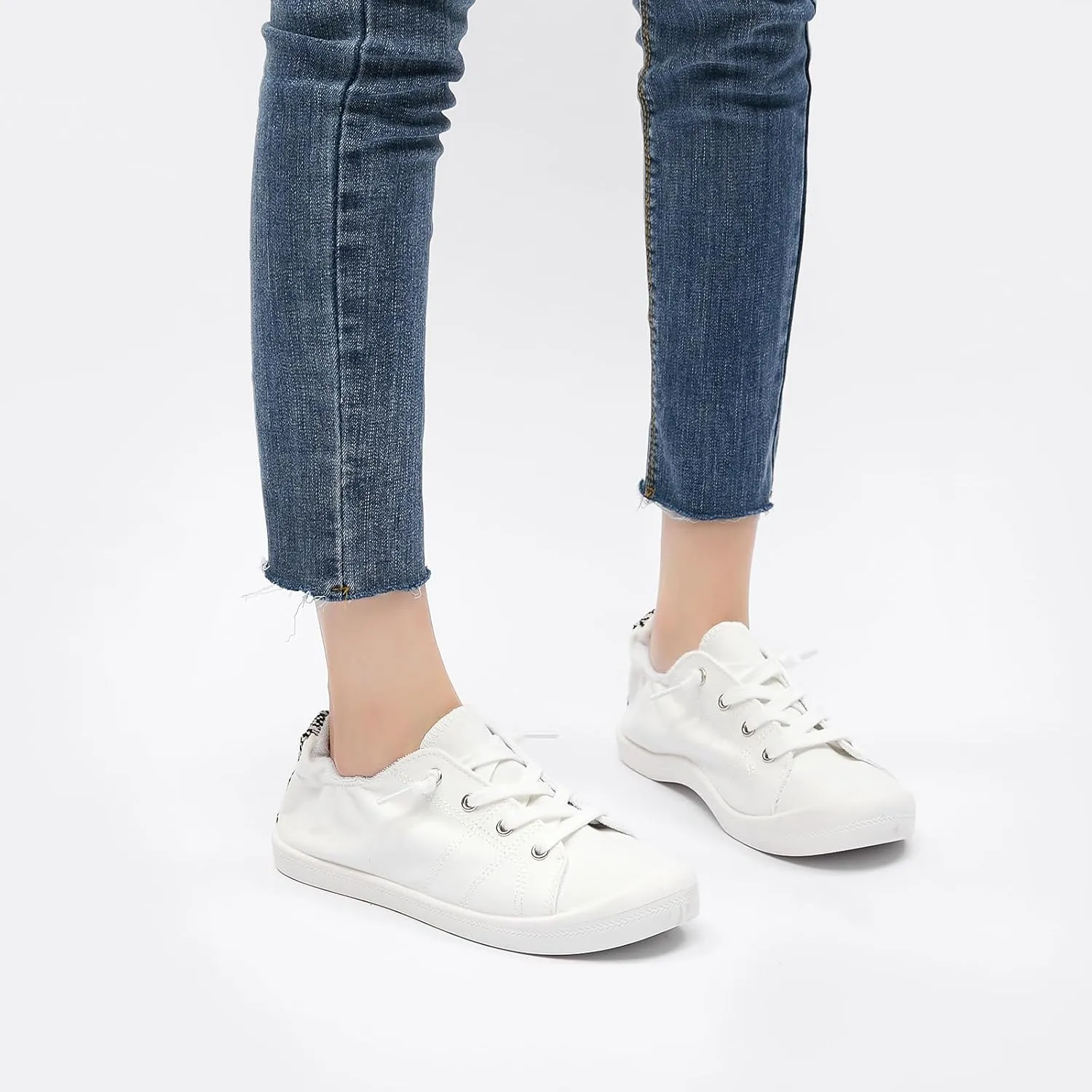 BENPAO Womens Canvas Slip On Shoes White Black Fashion Sneakers Loafers Shoes for Women