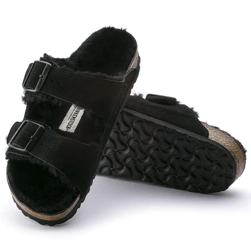 Birkenstock Arizona Black Shearling Sandal - Regular
