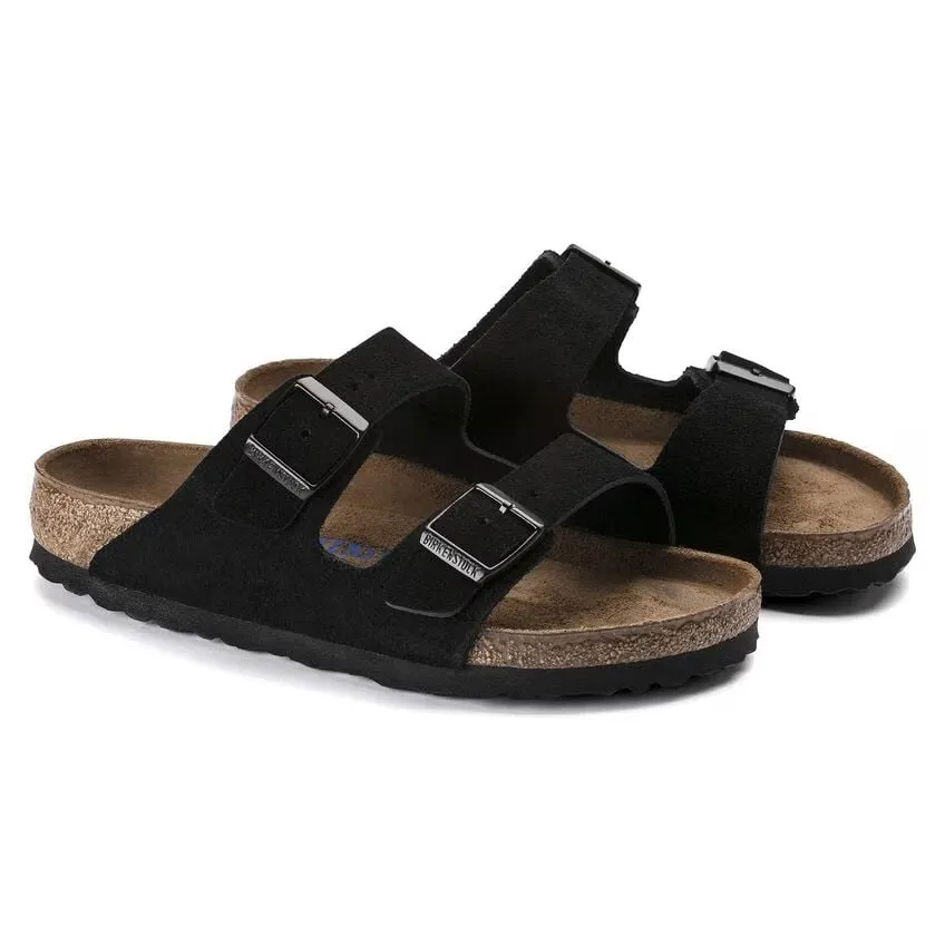 Birkenstock Arizona Suede Leather Soft Footbed - Black