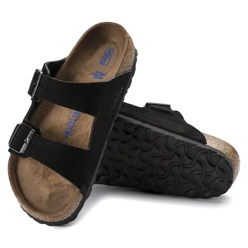 Birkenstock Arizona Suede Leather Soft Footbed - Black
