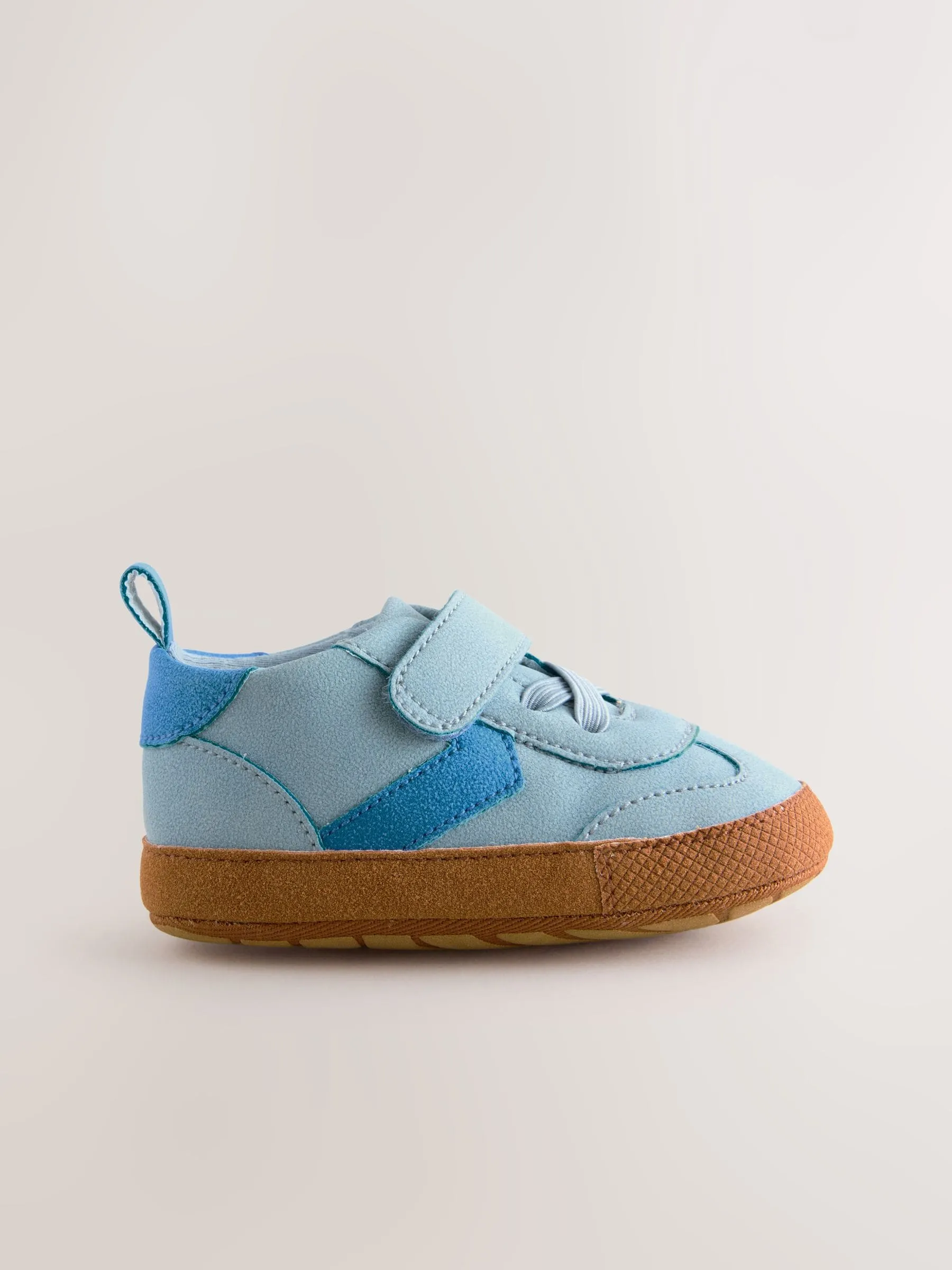 Blue Baby Touch Fastening Elastic Lace Chevron Trainers (0-24mths)