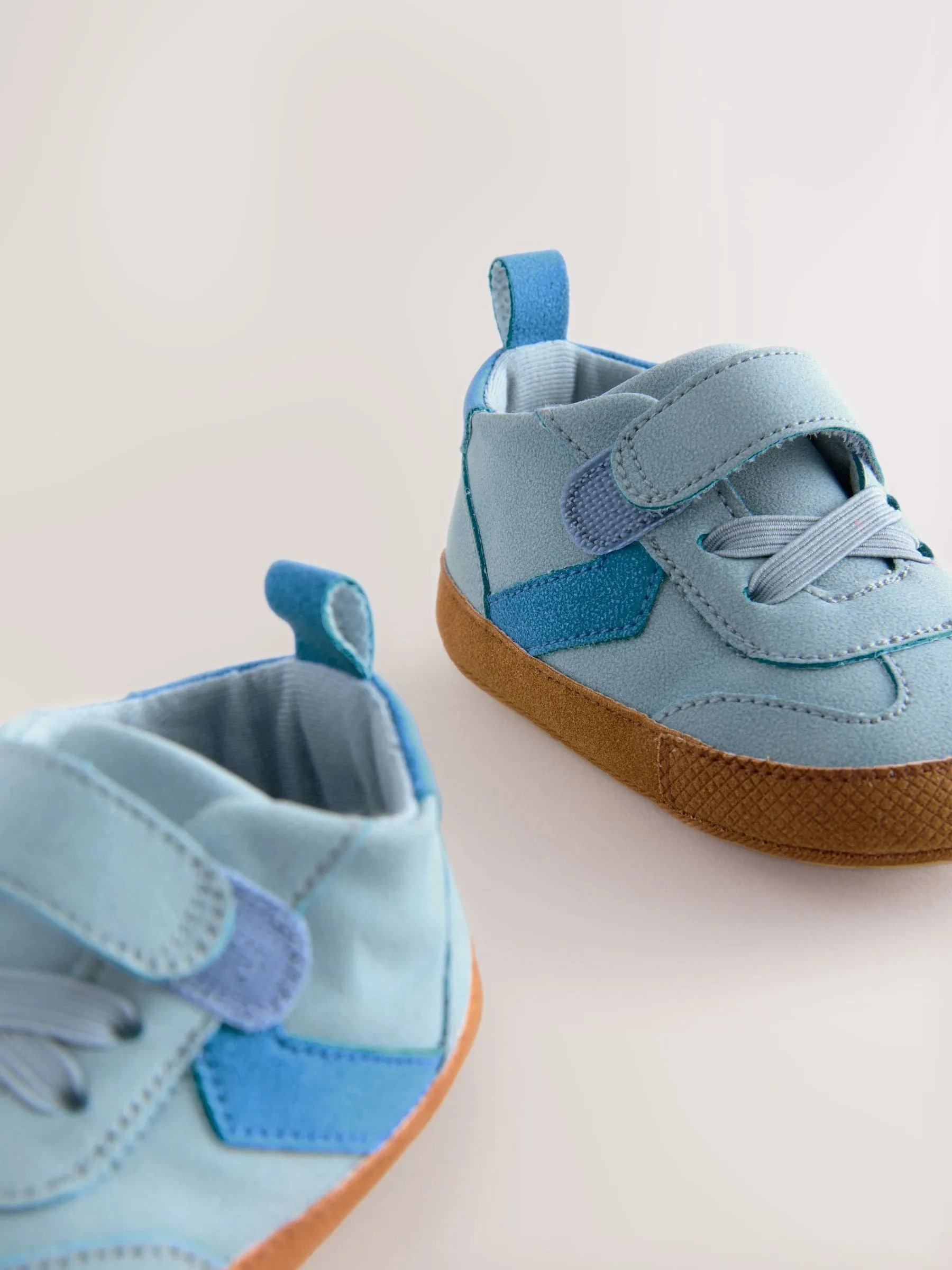 Blue Baby Touch Fastening Elastic Lace Chevron Trainers (0-24mths)