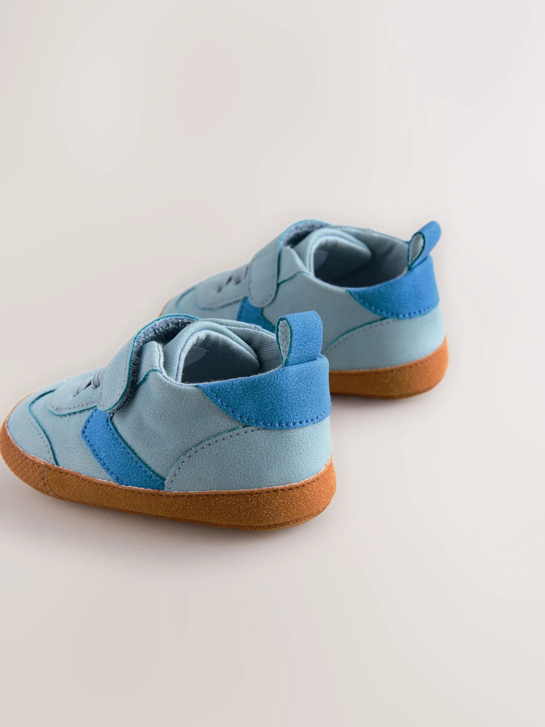 Blue Baby Touch Fastening Elastic Lace Chevron Trainers (0-24mths)