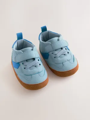 Blue Baby Touch Fastening Elastic Lace Chevron Trainers (0-24mths)