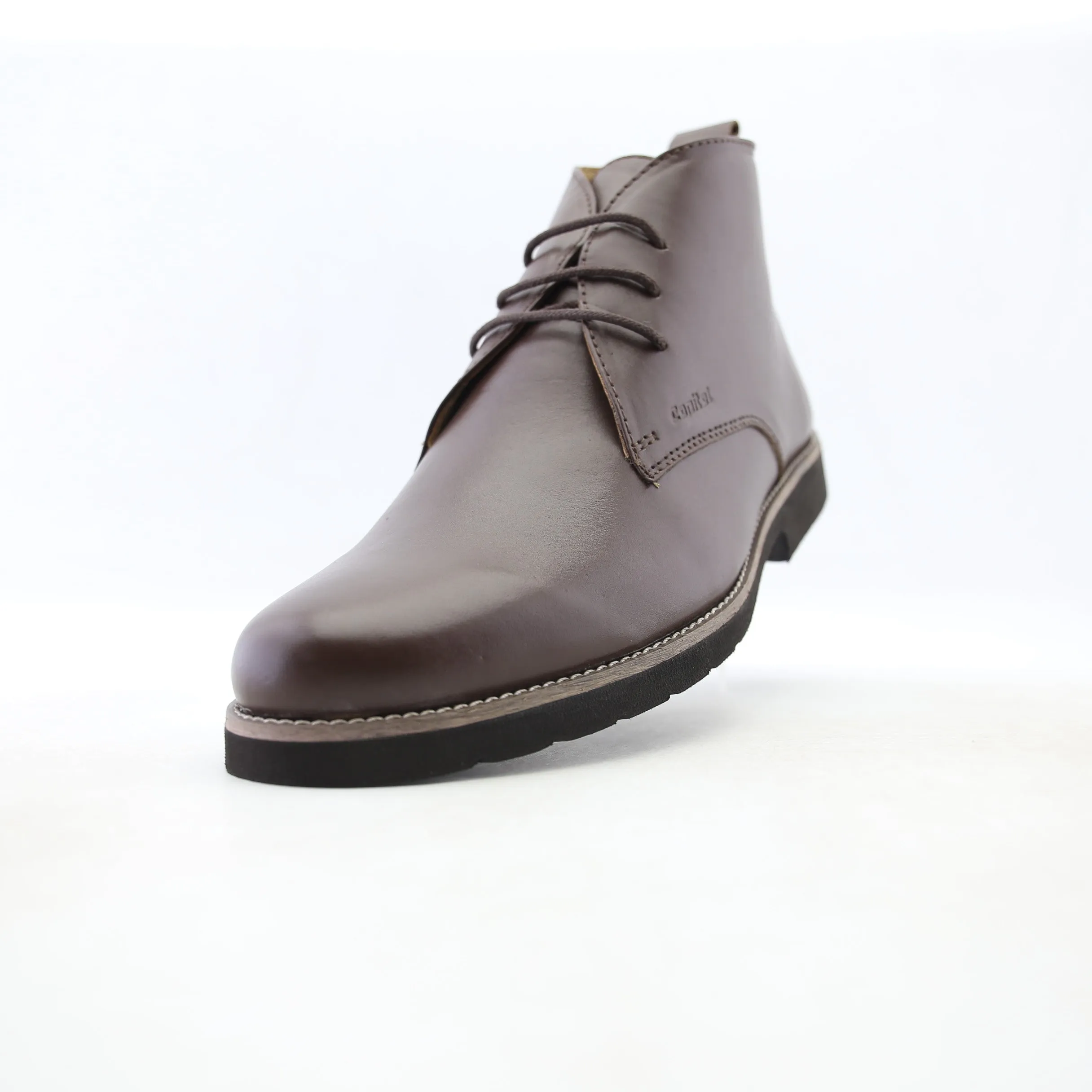 Capital Footwear - LEATHER PLAIN-TOE BOOT - DARK BROWN
