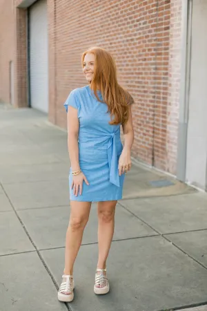 Carrie Blue Crewneck Tee Dress