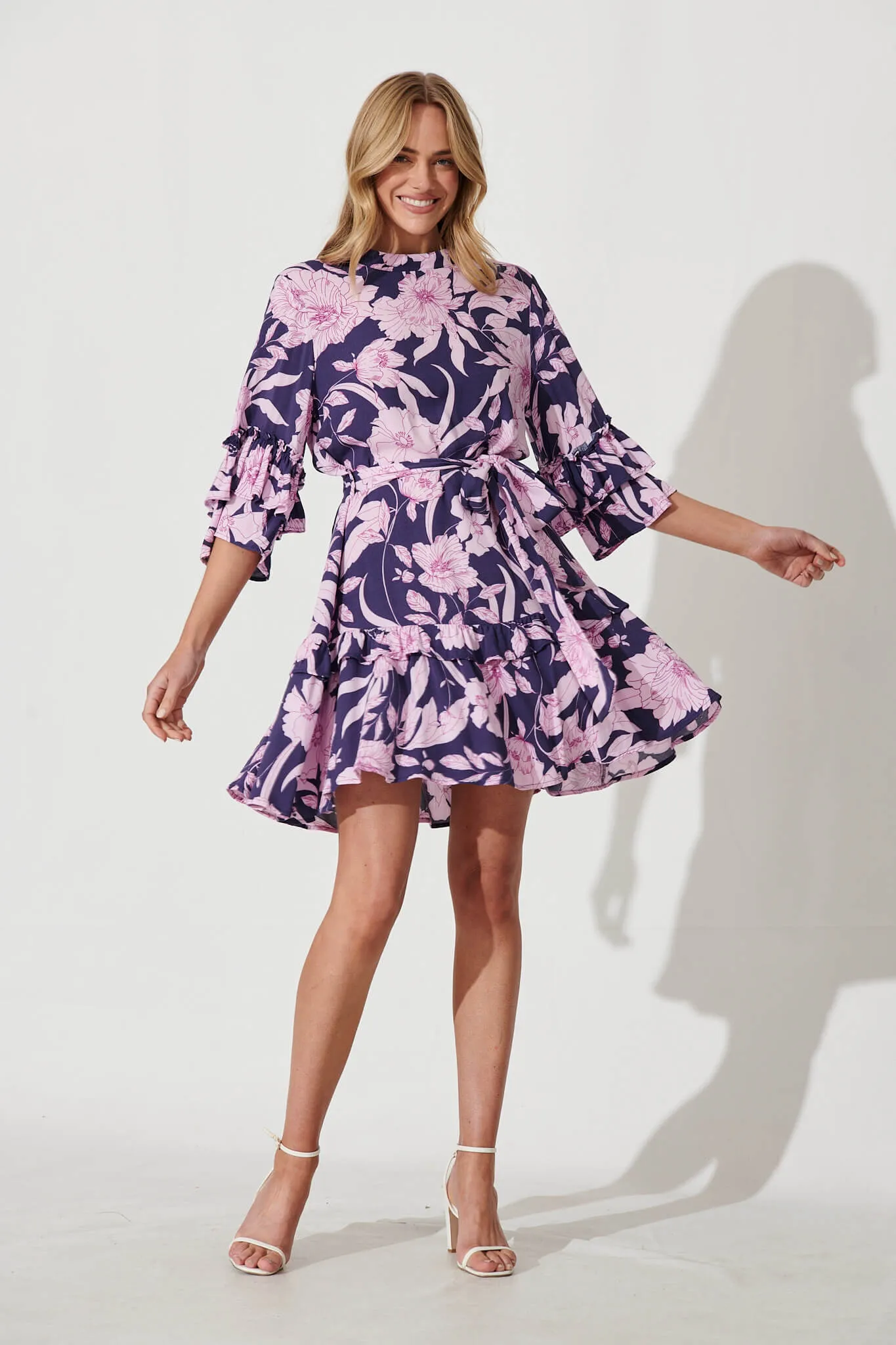 Cecile Dress In Purple Floral