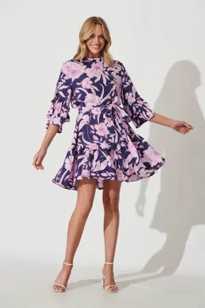 Cecile Dress In Purple Floral