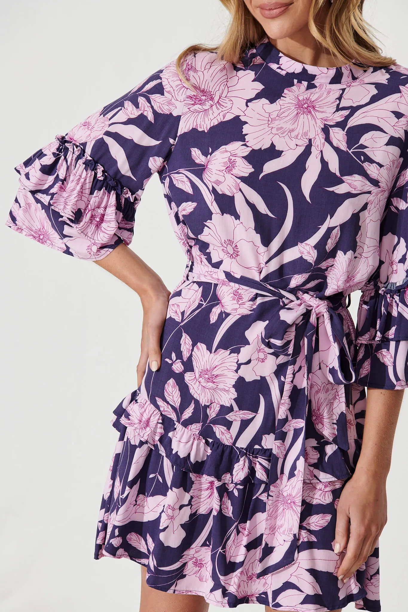 Cecile Dress In Purple Floral