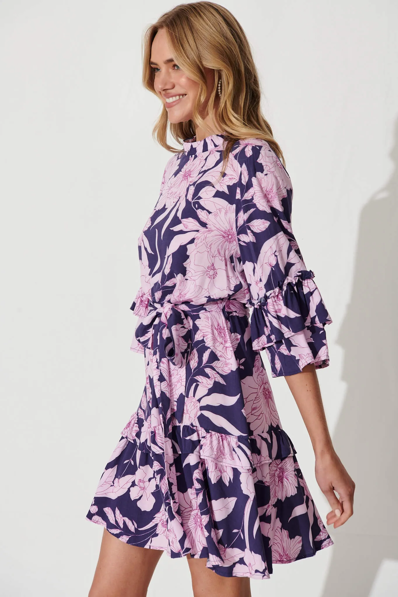 Cecile Dress In Purple Floral