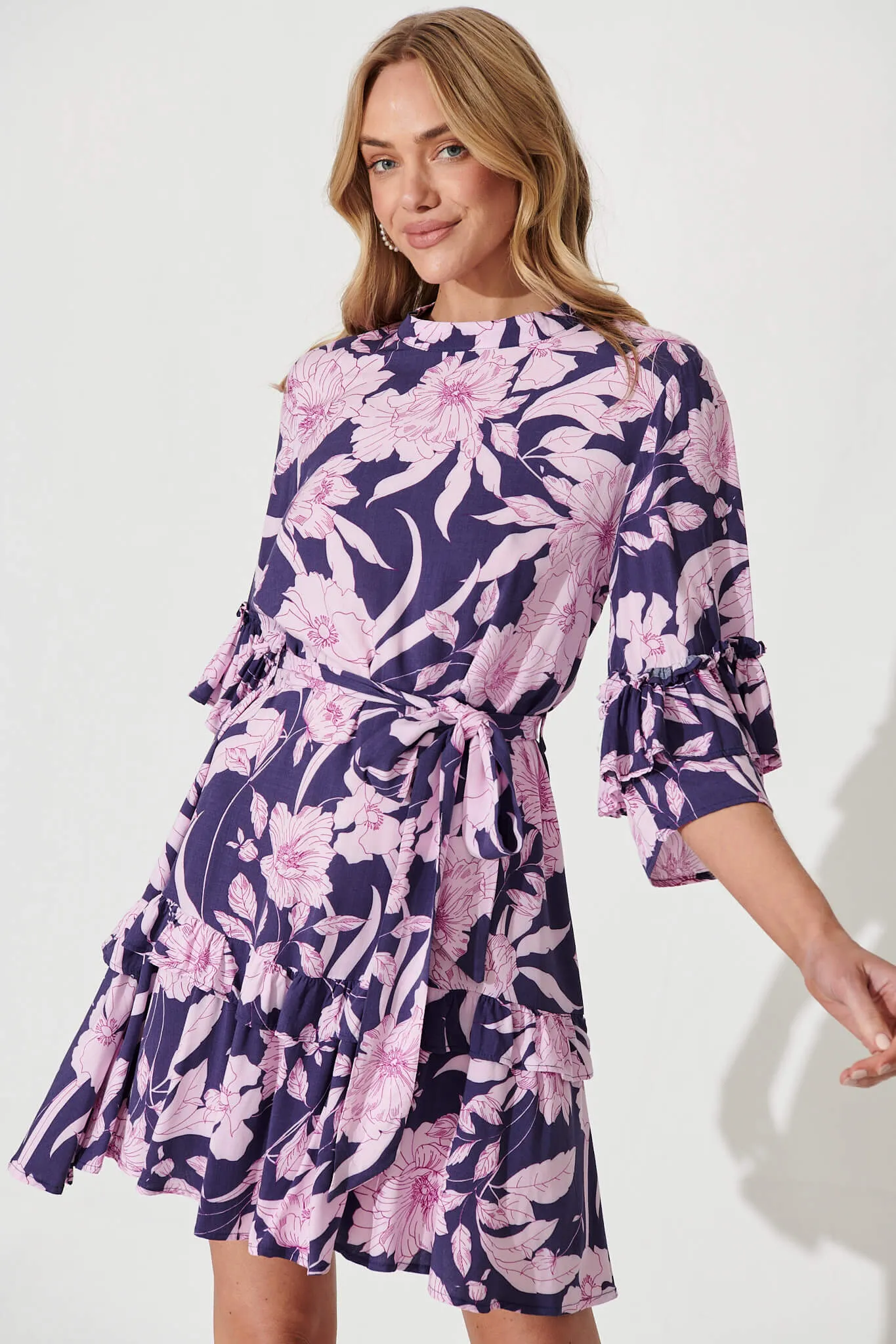 Cecile Dress In Purple Floral