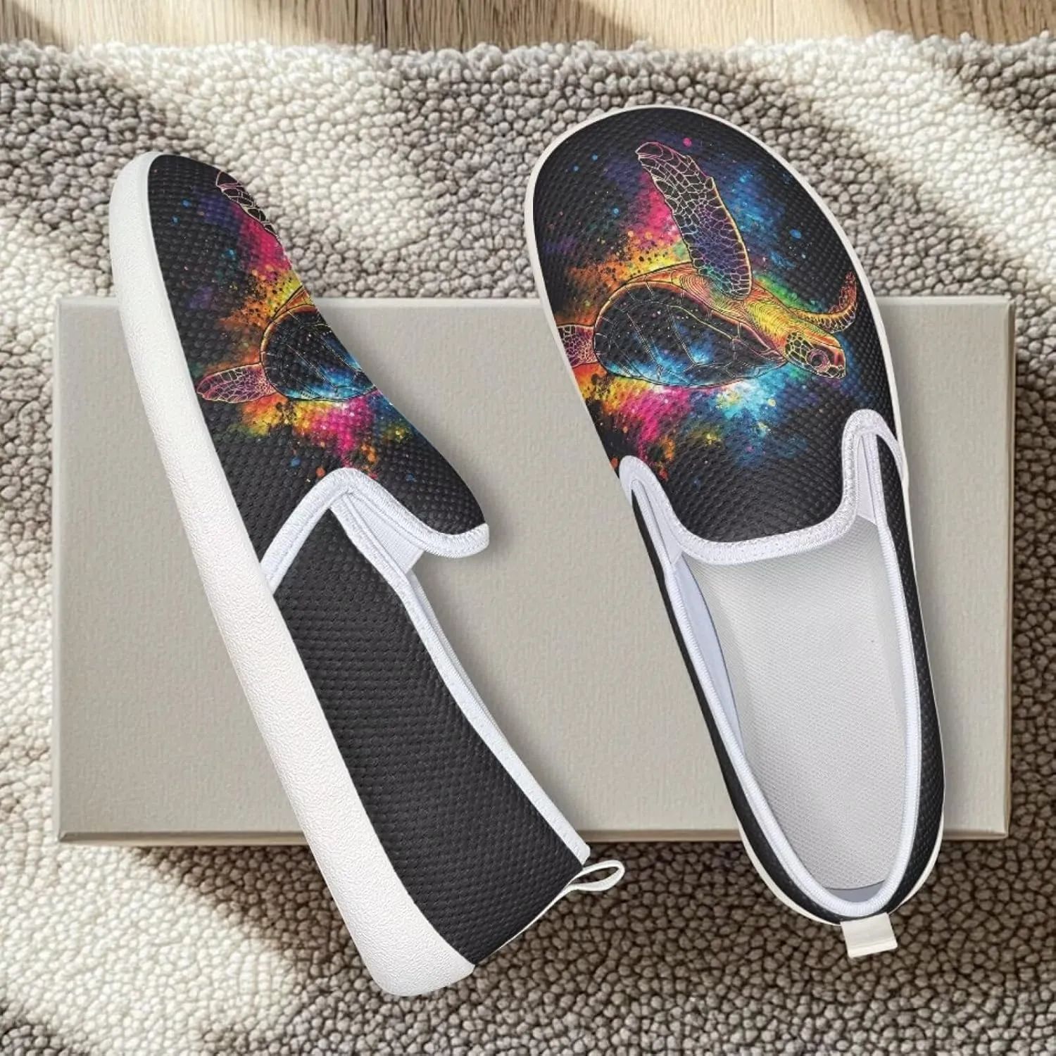 chaqlin Slip On Loafers for Men Women Wide Soft Toe Tennis Shoes Animal Print Fashion Hands Free Work Flat Clipper Mesh Athletic Sneaker