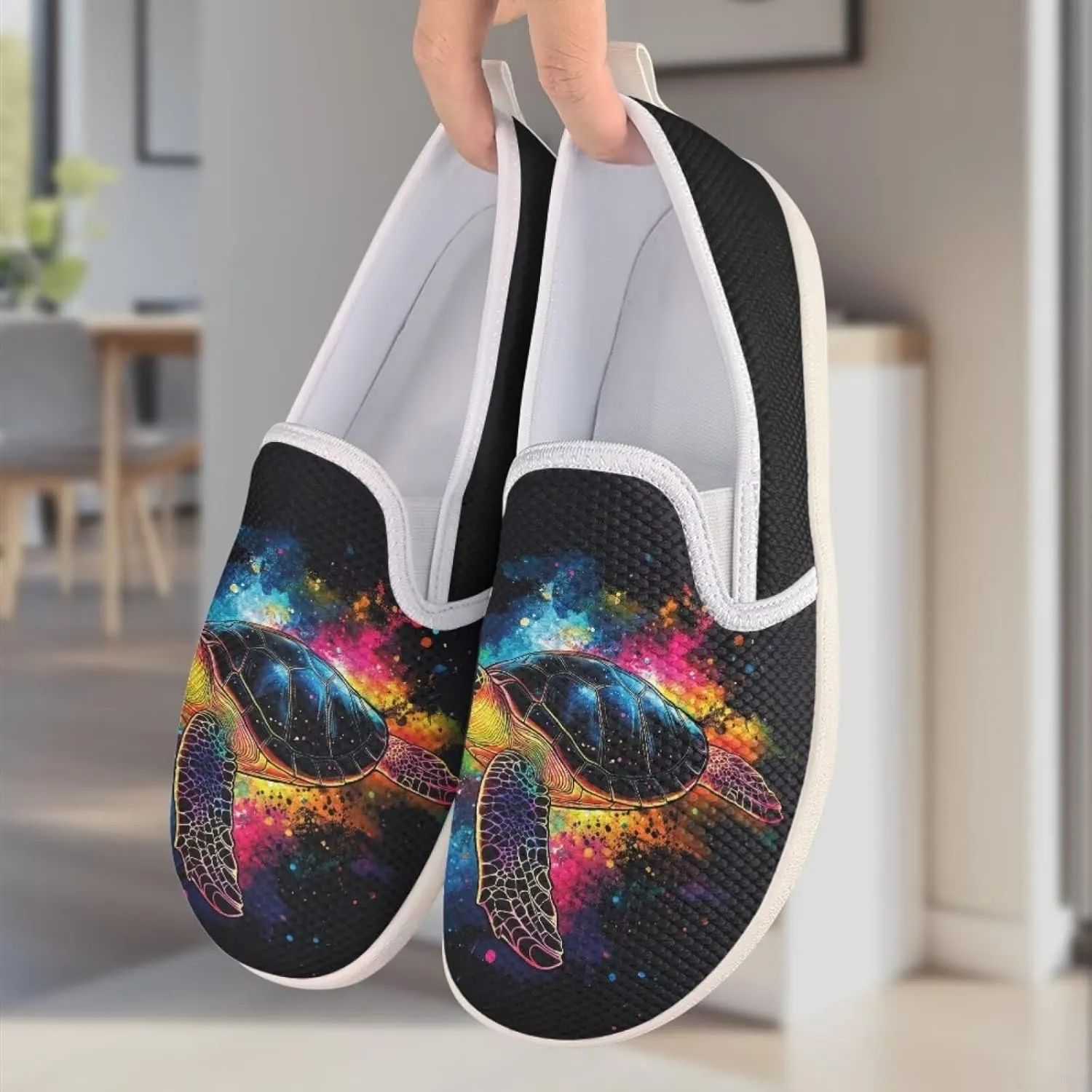 chaqlin Slip On Loafers for Men Women Wide Soft Toe Tennis Shoes Animal Print Fashion Hands Free Work Flat Clipper Mesh Athletic Sneaker