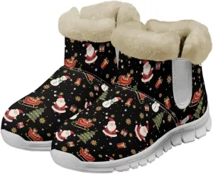 Christmas Winter Snow Boots for Women Men Cold Weather Snow Booties Pull On Fuzzy Slippers Shoes