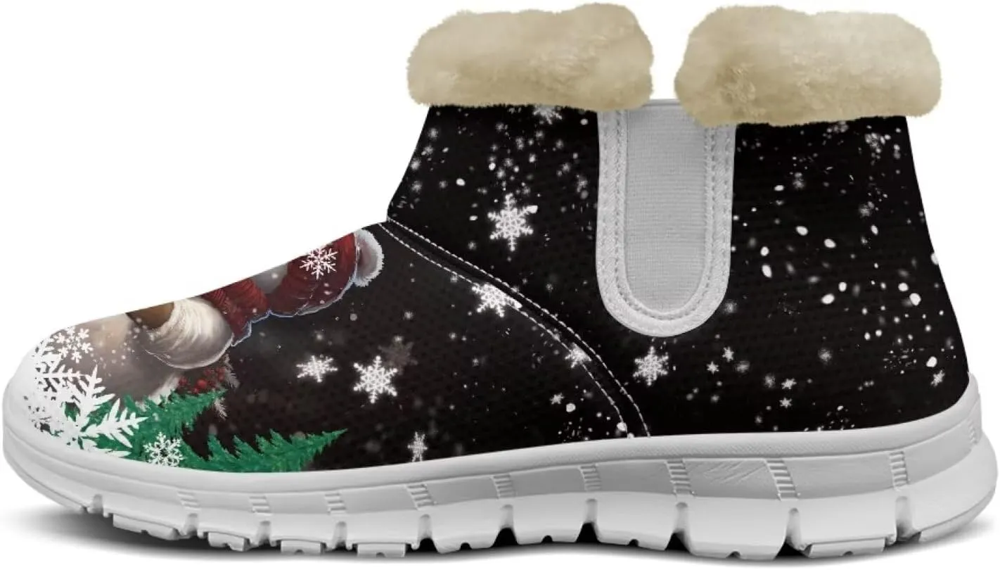 Christmas Winter Snow Boots for Women Men Cold Weather Snow Booties Pull On Fuzzy Slippers Shoes