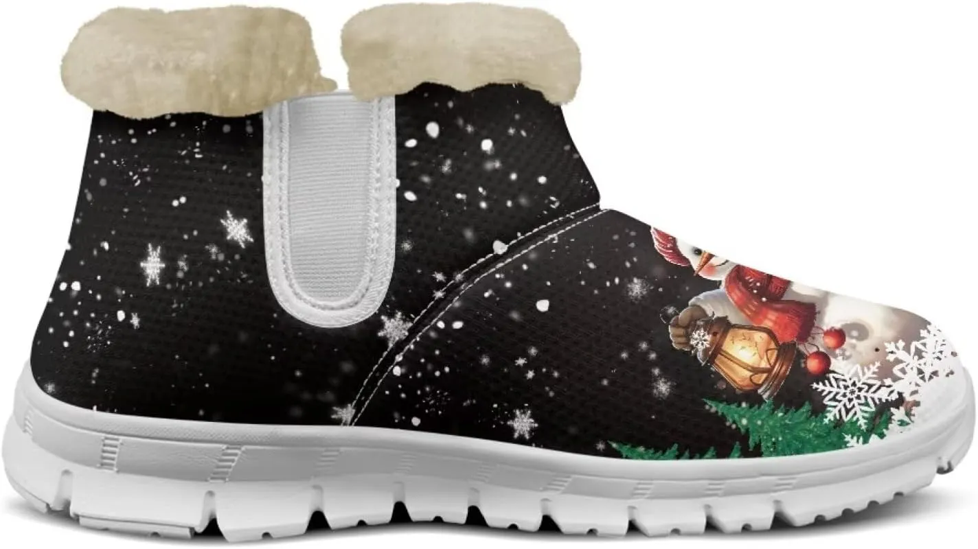 Christmas Winter Snow Boots for Women Men Cold Weather Snow Booties Pull On Fuzzy Slippers Shoes
