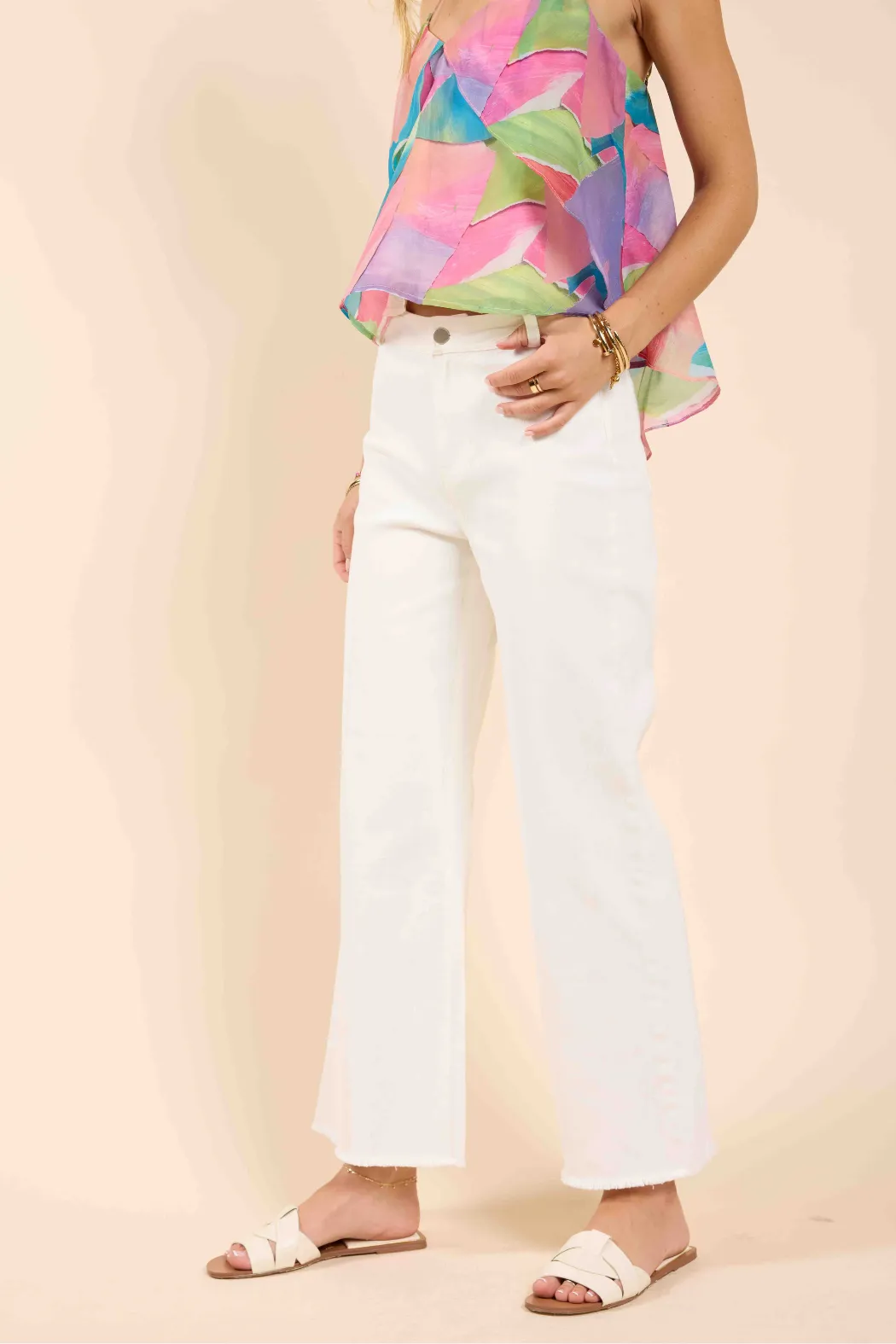 Clear Eyes Wide Leg Denim Pants - White | Sadie and Sage