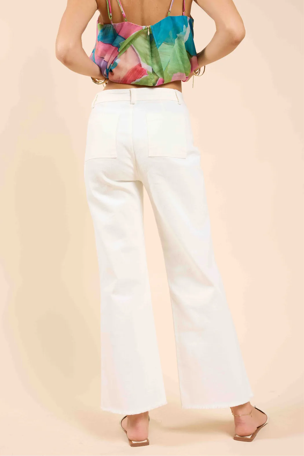 Clear Eyes Wide Leg Denim Pants - White | Sadie and Sage