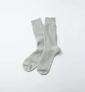 Cotton Waffle Crew Socks (M.Gray)