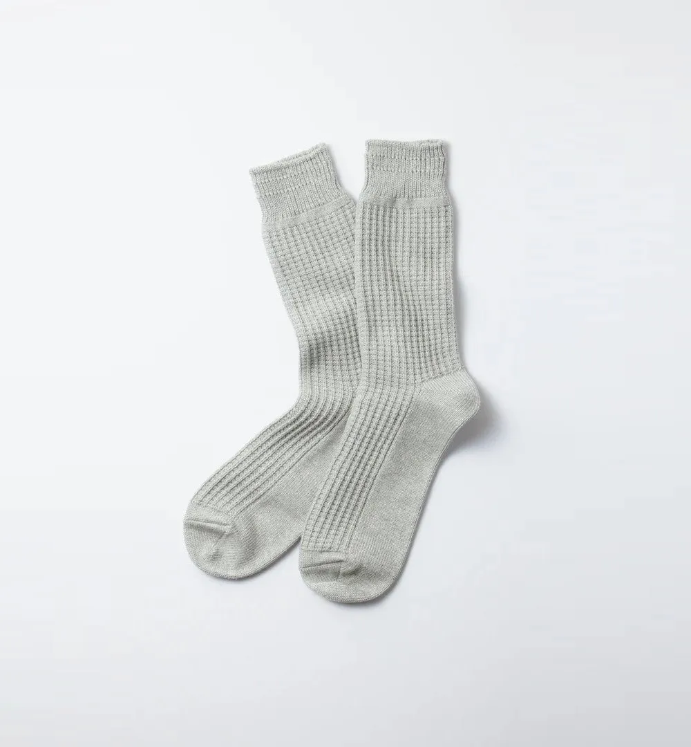 Cotton Waffle Crew Socks (M.Gray)