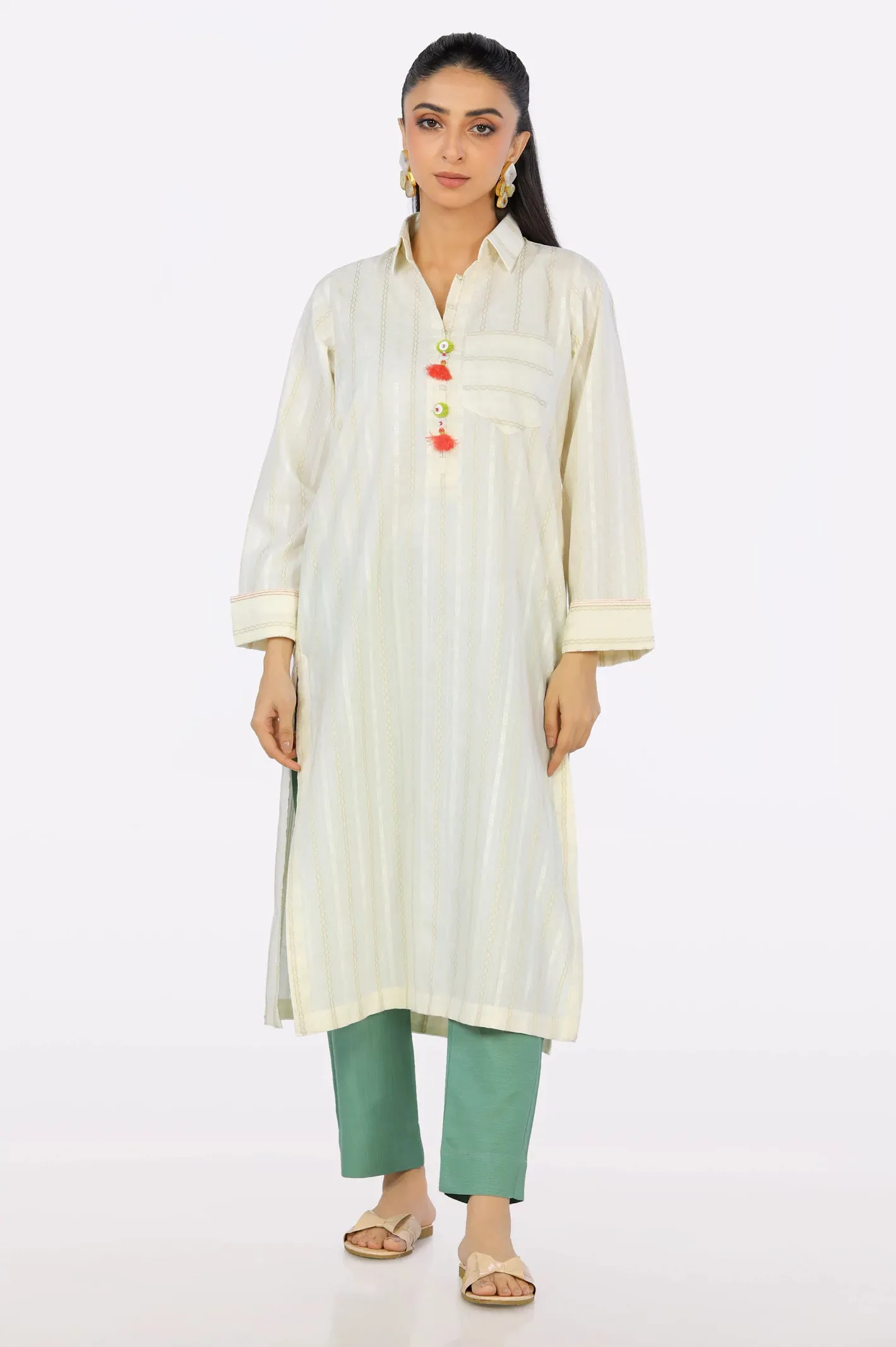 Cream Dyed Kurti