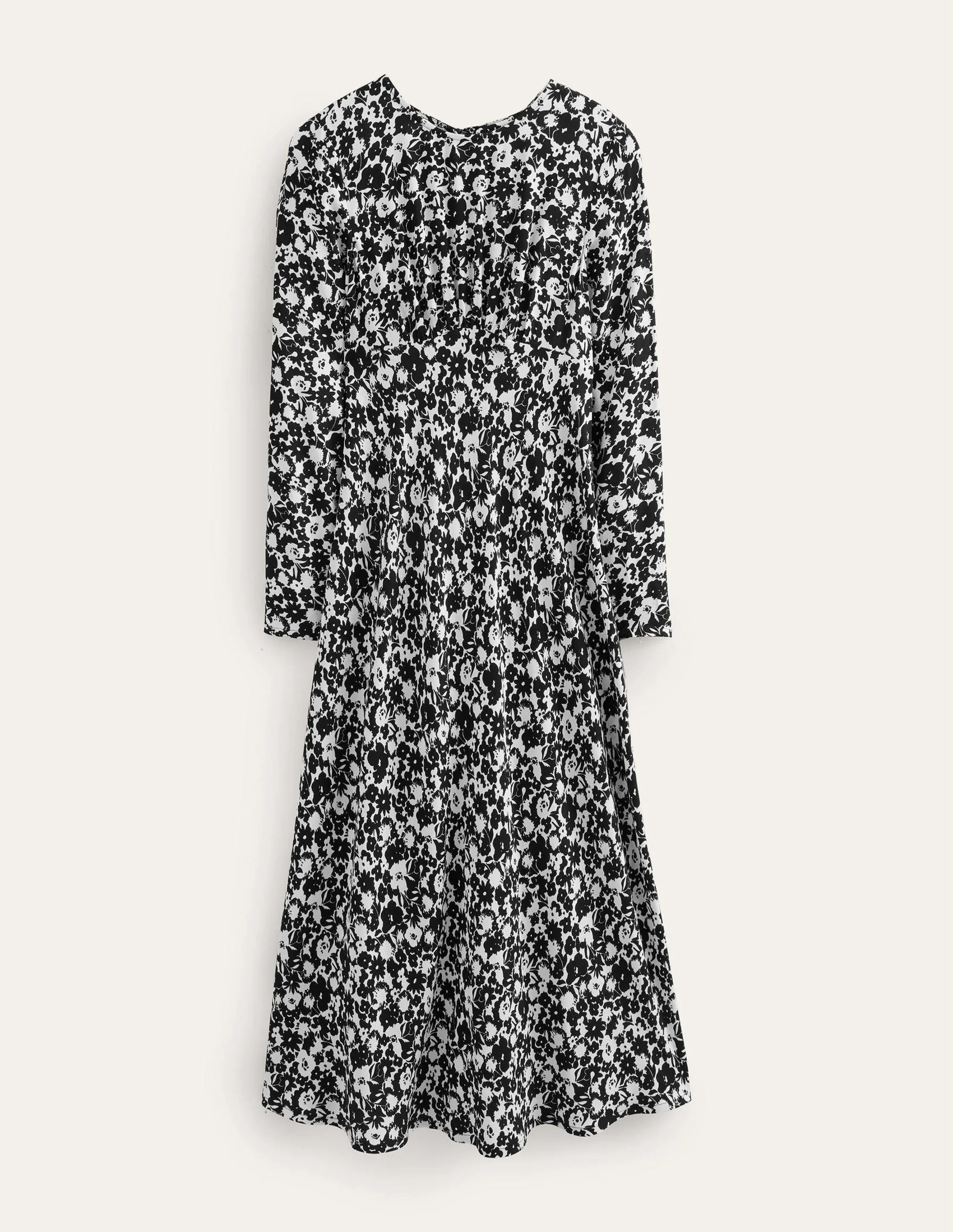 Crew Neck Midi Tea Dress-Black, Bloom Silhouette