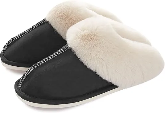 Donpapa Womens Slipper with Memory Foam Fluffy Soft Warm Slip On House Slippers