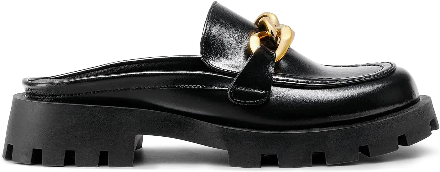 DREAM PAIRS Mules for Women Slip On Shoes Platform Thick Comfortable Womens Chunky Flat Slides Slippers Loafers