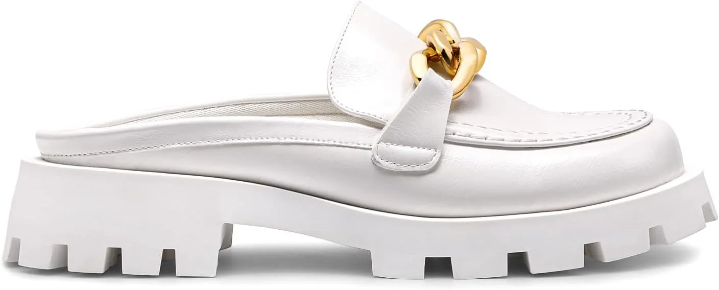 DREAM PAIRS Mules for Women Slip On Shoes Platform Thick Comfortable Womens Chunky Flat Slides Slippers Loafers
