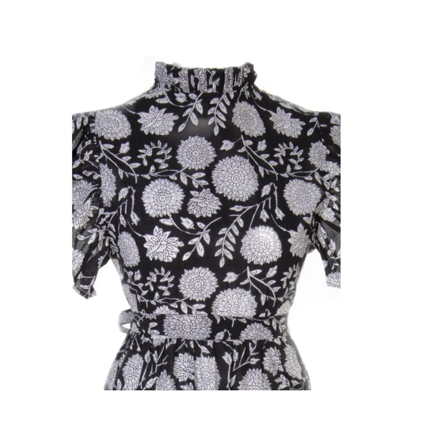 Dusk - Black Long Sleeved Floral Reversible Midi Dress