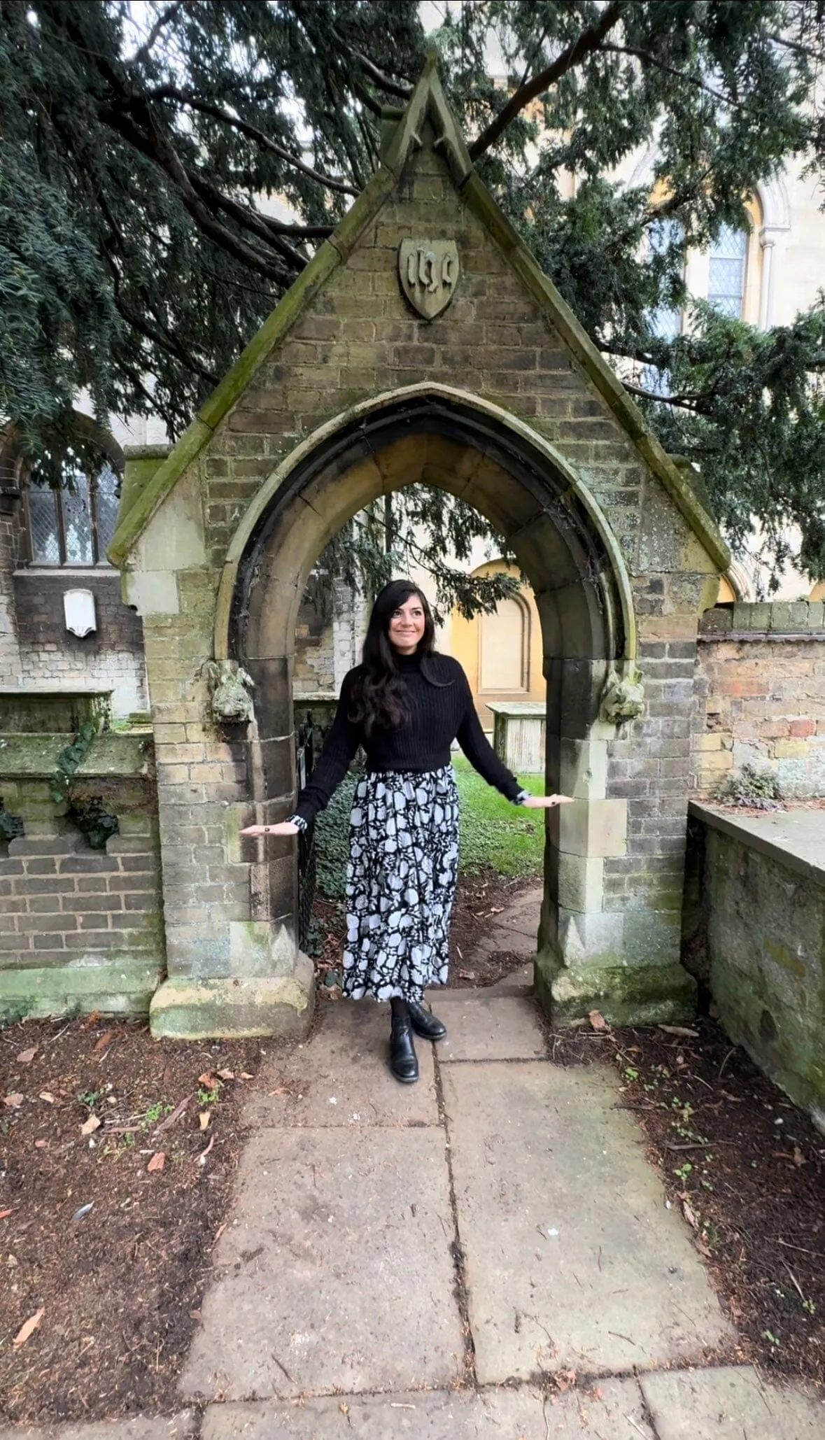 Dusk - Black Long Sleeved Floral Reversible Midi Dress
