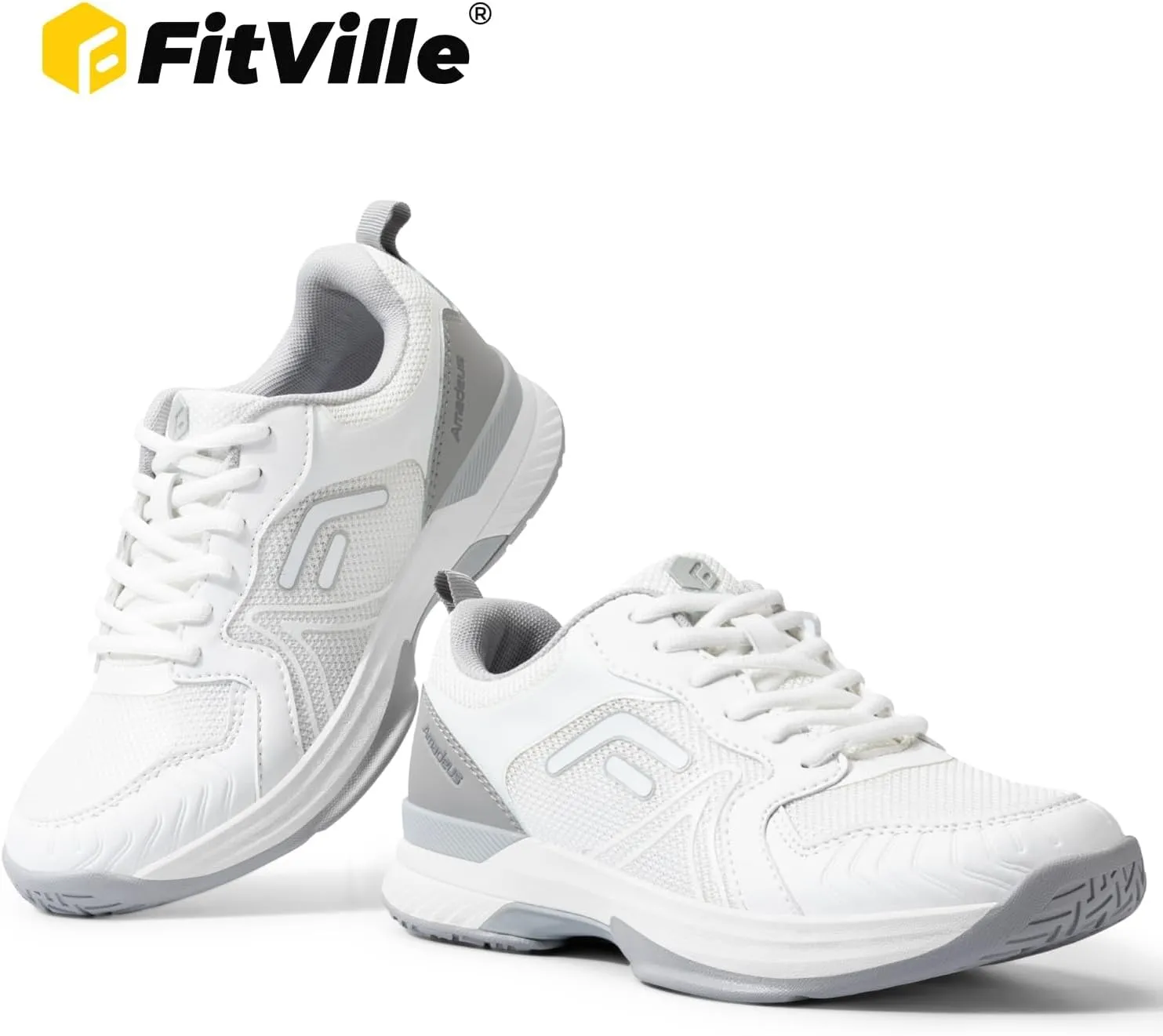 FitVille Wide Pickleball Shoes for Women Cloud-Like Lightweight Womens Tennis Shoes with Arch Support, Wide Toe Box Breathable Court Shoes for Racketball, Badminton