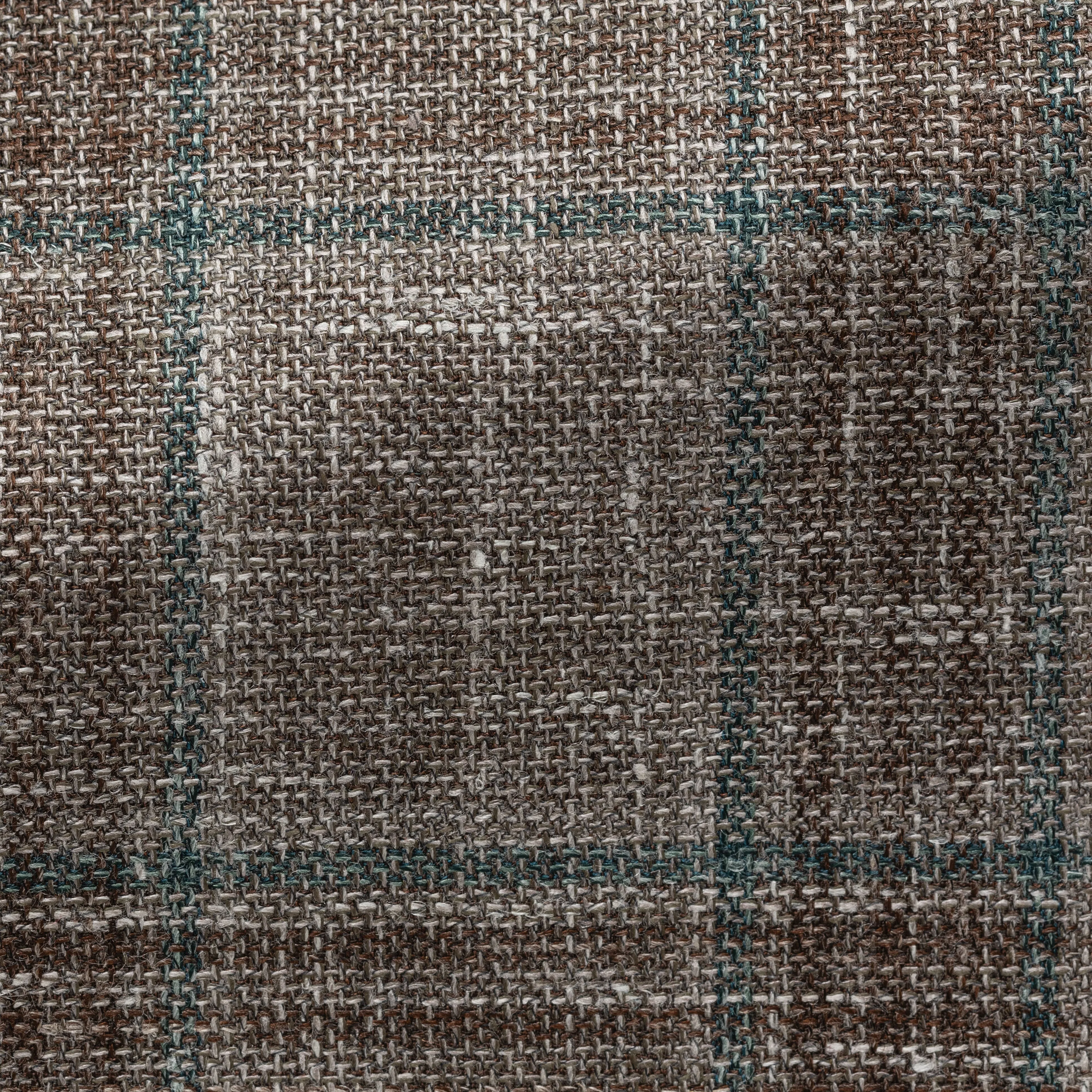 Fratelli Tallia Di Delfino Brown Wool, Silk & Linen Blend Check with Bottle Green Overcheck