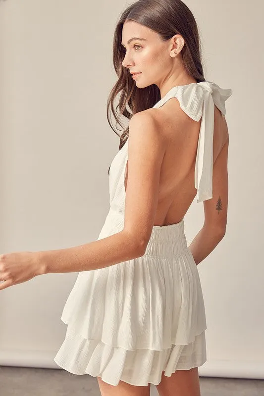 Halter Dress Romper (White)